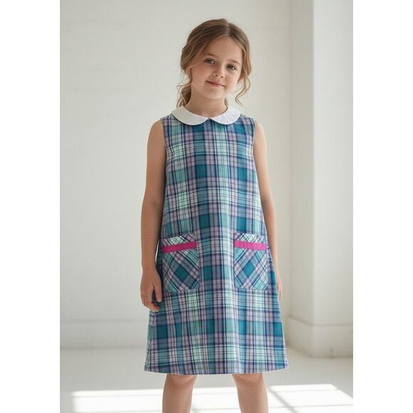 Vintage Hartstrings Girls Plaid Tartan Dress Size 7 Holiday/Valentine’s - Picture 1 of 8
